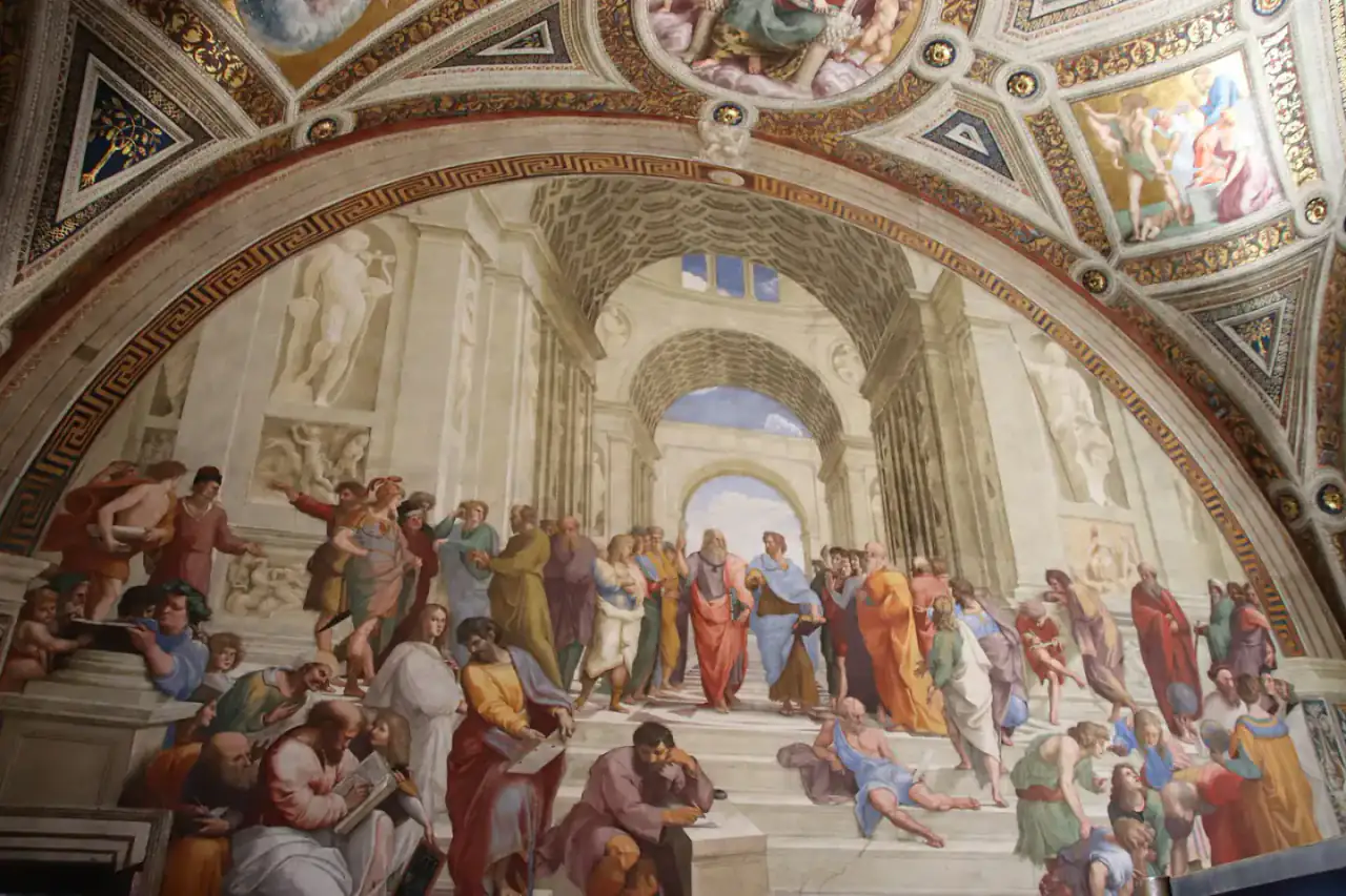 Raphael's School of Athens representing thoughtful questions and open second-opinion dialogue