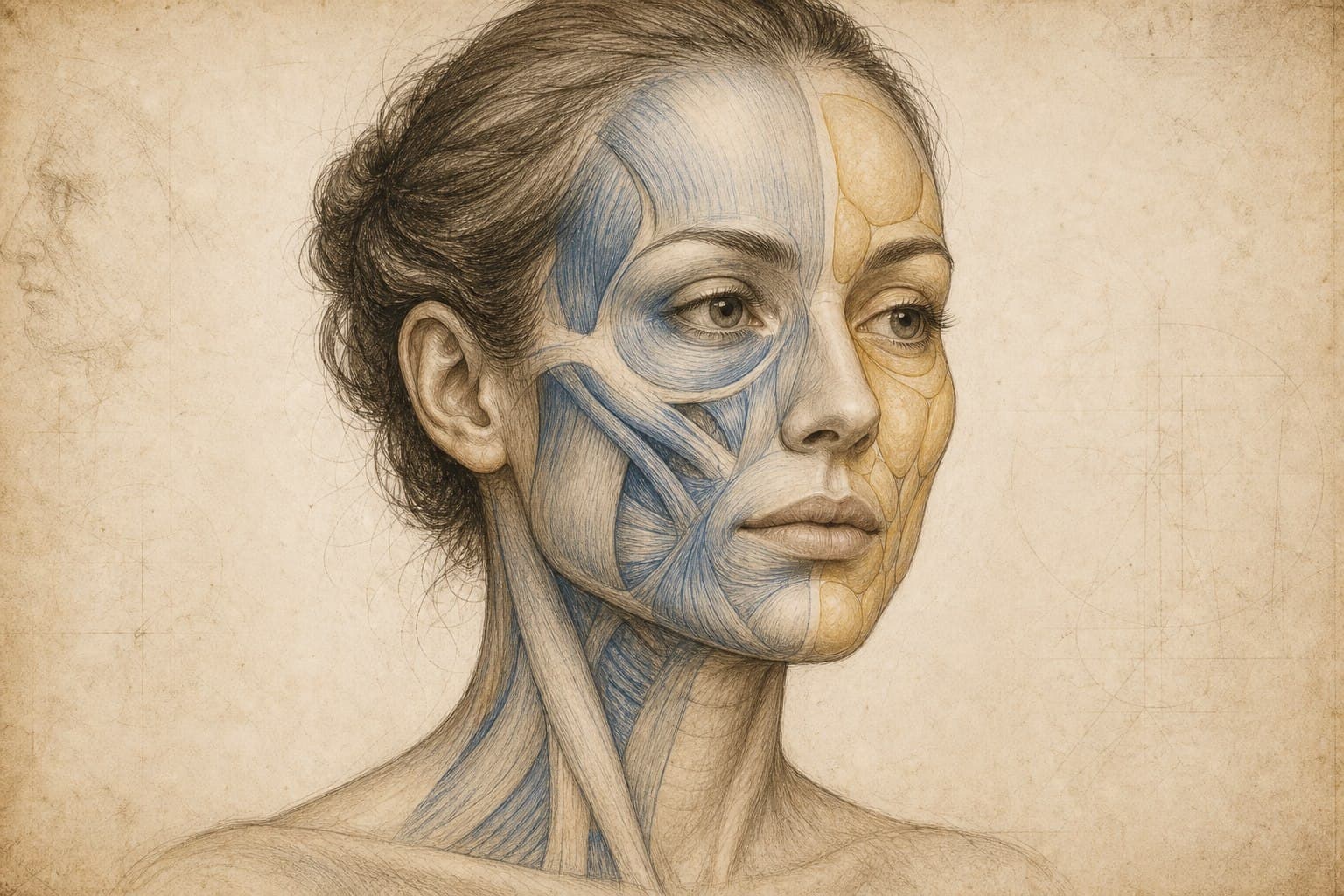 Low-cross-linked hyaluronic acid is being studied for fine-line and skin-quality support in delicate facial zones. Renaissance-style injectables study representing fine-line and skin-quality treatment planning; not an actual patient result